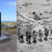 D-day, la 2 divisione usa scala la duna dopo aver sfondato il quadrante assegnatole a Omaha Beach. Quello stesso punto oggi.