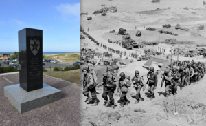 D-day, la 2 divisione usa scala la duna dopo aver sfondato il quadrante assegnatole a Omaha Beach. Quello stesso punto oggi. 